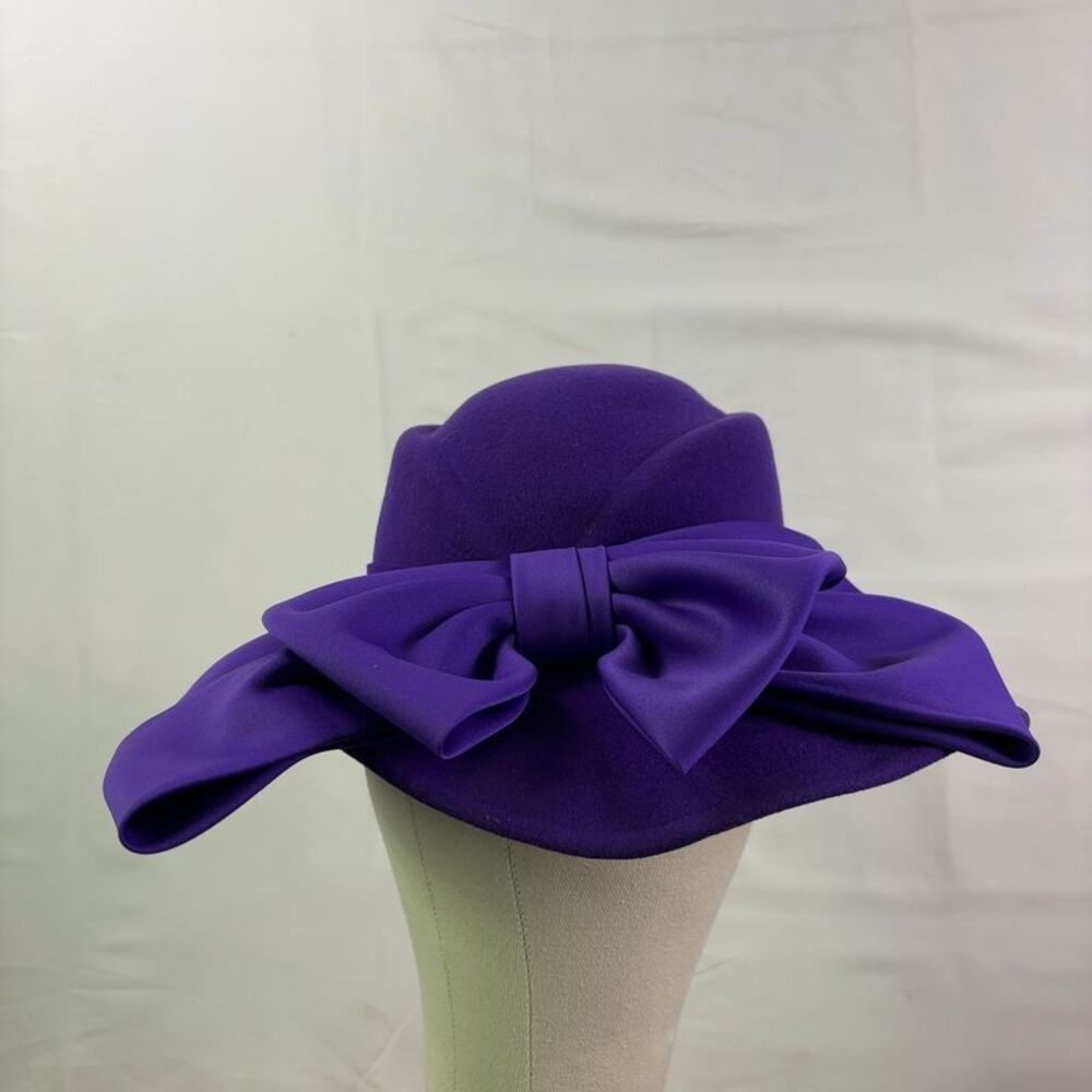 Mr. John Designer Purple Wool w/ Satin Bow Accent Derby Hat